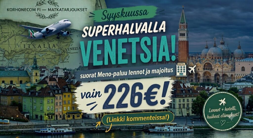Syysloma Venetsiassa uskomattomaan hintaan! (Lennot + Majoitus 226 €)