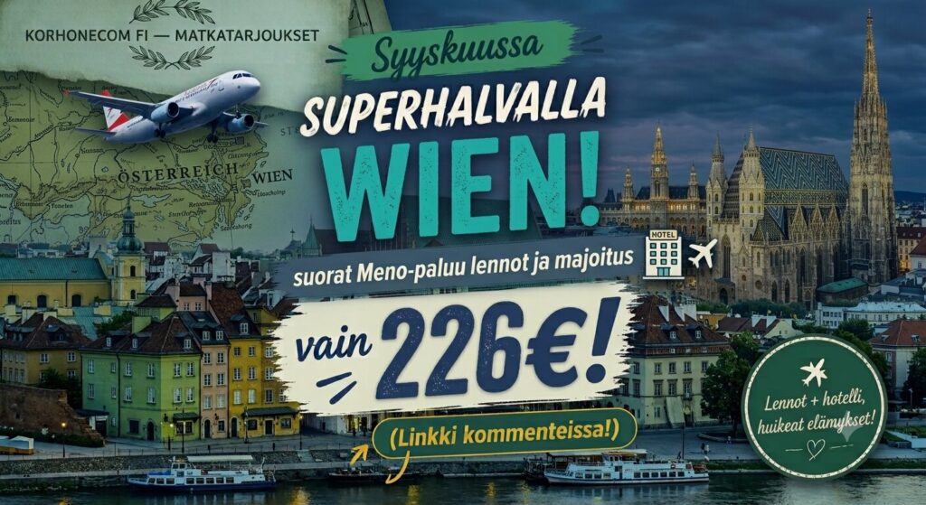Syysloma Wienissä uskomattomaan hintaan! (Lennot + Majoitus 226 €)